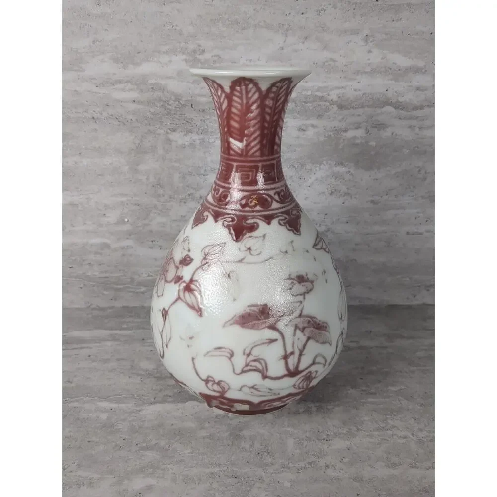Chinese Antique Underglaze‎ Red Porcelain Vase, Cherry Blossom